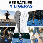 Plantillas Impact+ de Movicore, con diseño en blanco, para mayor amortiguación y comodidad en calzado deportivo.