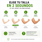Soporte de manga para codo Movicore en diferentes tallas, blanco y ajustable para protección y soporte del codo.